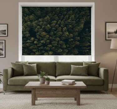 Rolgordijn woonkamer luchtfoto groene bruine dennen - TenStickers