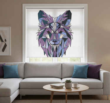 Living room blind geometric wolf design - TenStickers
