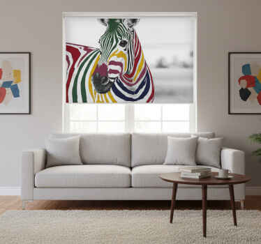 Living room blind colorful zebra painting art - TenStickers