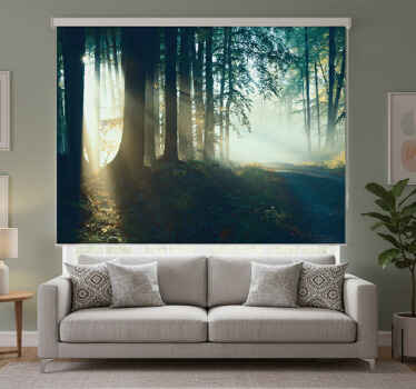 Rolgordijn woonkamer prachtig winterbos zonder bladeren - TenStickers