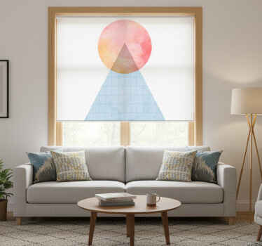 Estor enrollable salón triángulo de sol y arte mural - TenVinilo