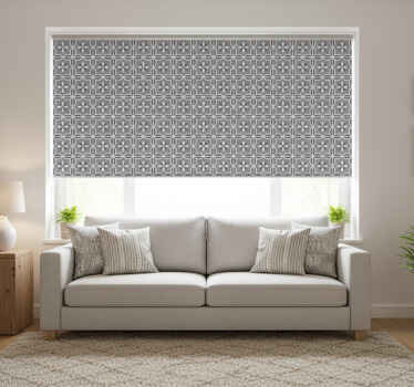 Estore de rolo cinzento geométrico com fundo cinza suave - TenStickers