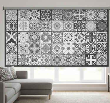 Estore de rolo cinzento padrão mosaico rústico cinza escuro - TenStickers