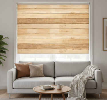 Estore de rolo bege com tábuas de madeira clara - TenStickers