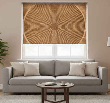 Beige roller blind with circular jute weave - TenStickers
