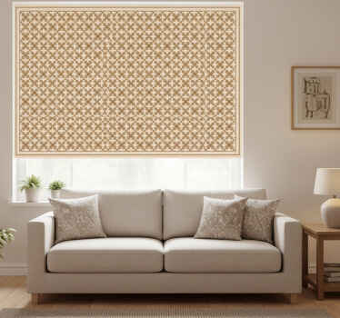 Beige roller blind with vintage beige squared pattern - TenStickers