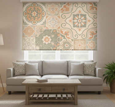 Estor enrollable beige azulejos de cemento varios tamaños - TenVinilo