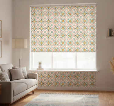 Estor enrollable beige diseño cuadrado colorido - TenVinilo