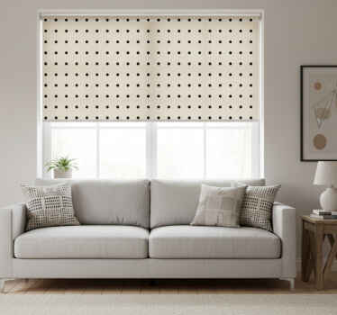 Estor enrollable beige con estampado de lunares - TenVinilo