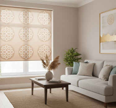 Estor enrollable beige diseño de mandala líneas geométricas - TenVinilo