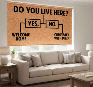 Estor enrollable beige ¿vives aquí pizza? - TenVinilo