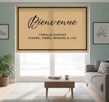 Estor enrollable beige bienvenidos a nuestro hogar - TenVinilo