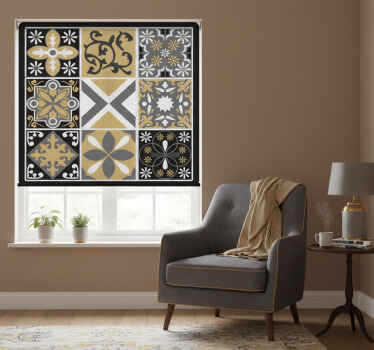 Estor enrollable habitación parches dorados y plateados - TenVinilo