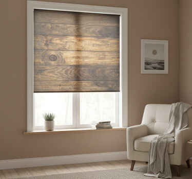 Estor enrollable habitación tablones de madera marrón - TenVinilo