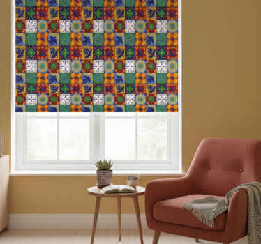 Estor enrollable habitación azulejos mexicanos coloridos - TenVinilo