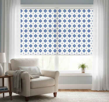 Estor enrollable habitación azulejo vintage azul - TenVinilo