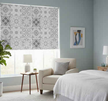 Blind bedroom with moroccan gray tile pattern - TenStickers