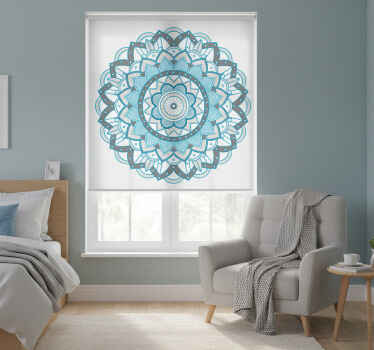 Estor enrollable habitación diseño mandala azul - TenVinilo