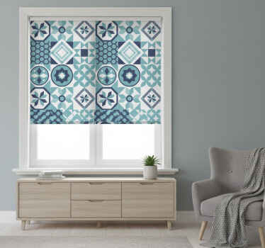 Estor enrollable habitación adornos azul oscuro - TenVinilo