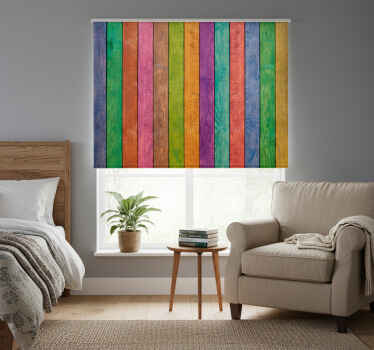 Estor enrollable habitación patrón de madera multicolor - TenVinilo