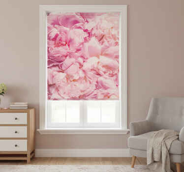 Estor enrollable habitación flores de peonía rosa realista - TenVinilo