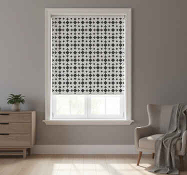 Estor enrollable habitación baldosas en blanco y negro - TenVinilo