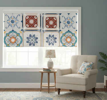 Estor enrollable habitación vintage cuatro azulejos - TenVinilo