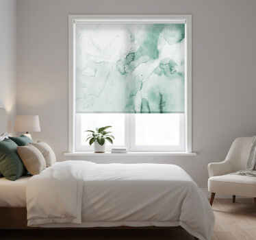 Estor enrollable habitación acuarela blanca y verde - TenVinilo