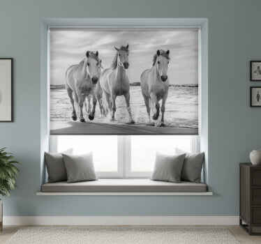 White blind galloping horses - TenStickers