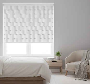 Estor enrollable blanco rompecabezas geométrico - TenVinilo