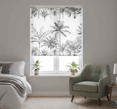 Estor enrollable blanco mural de la jungla - TenVinilo