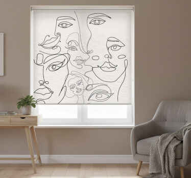 Estor enrollable blanco dibujo lineal minimalista - TenVinilo