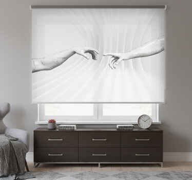 Estor enrollable blanco ilusión óptica creación de adán - TenVinilo