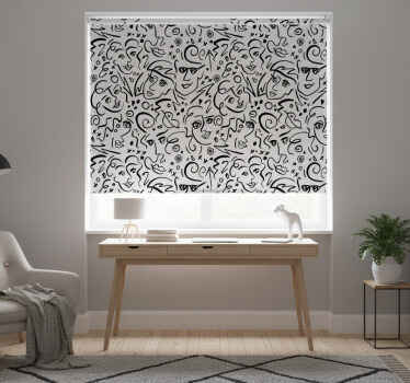 Estor enrollable blanco arte graffiti en blanco y negro - TenVinilo