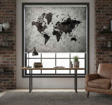 Estore de rolo cinzento mapa-múndi temático industrial - TenStickers