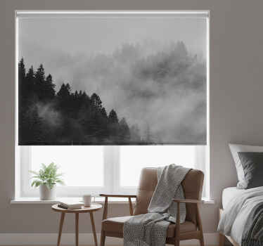Grå rullegardin sort og hvid tåget skov - TenStickers