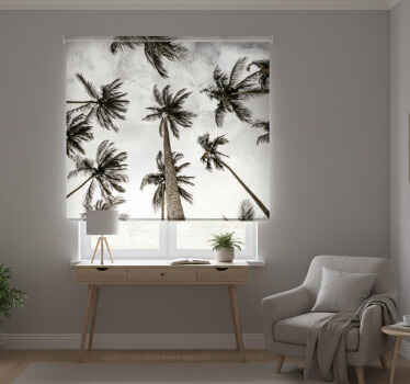 Estor enrollable gris fotografía en ángulo bajo de palmeras - TenVinilo