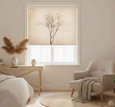 Estor enrollable beige estilo japandi florecido - TenVinilo