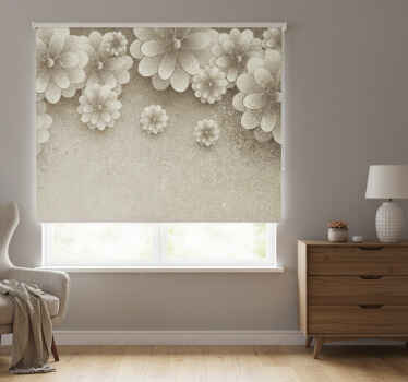 Estor enrollable beige efecto flores 3d gris - TenVinilo