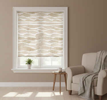 Estor enrollable beige con patrón de olas marrones - TenVinilo