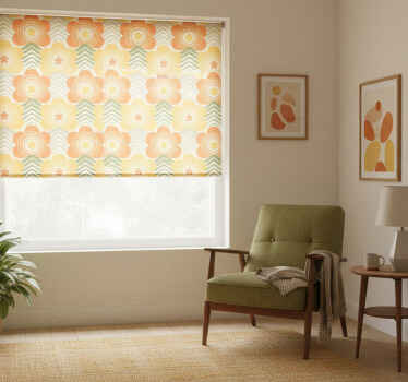 Vintage roller blind with 1970s blooming retro pattern - TenStickers