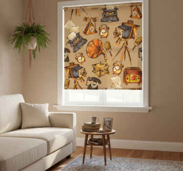 Vintage roller blind vintage object collage - TenStickers