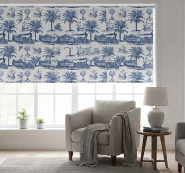 Rollo fenster vintage palmen und blaue züge - TenStickers