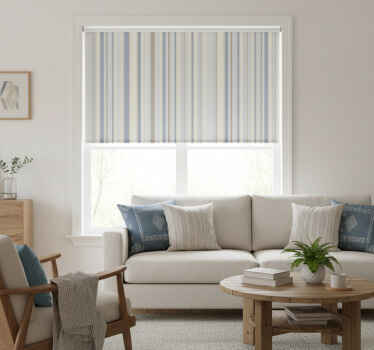 Rollo fenster vintage in blau und beige streifen 80er - TenStickers