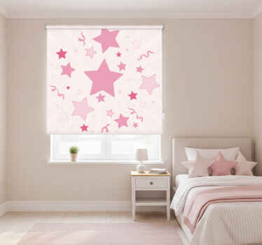 Pink roller blind with large pink stars - TenStickers