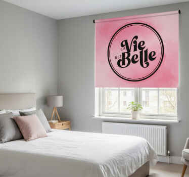 Pink roller blind with black text on pink background - TenStickers