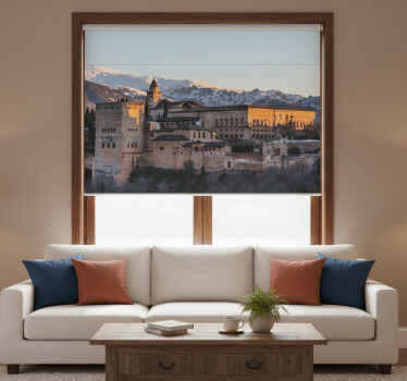 Living room roller blind alhambra at dusk - TenStickers