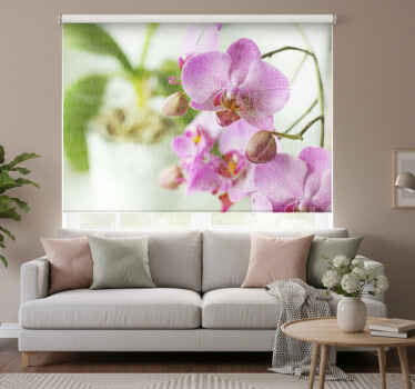 Estor enrollable salón orquídea con texto - TenVinilo