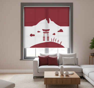 Living room blind featuring japanese landscape design - TenStickers