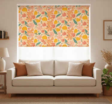 Colorful vintage leaves and flowers living room blind - TenStickers